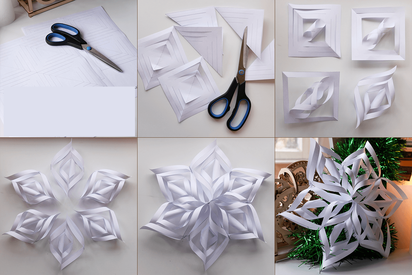 Объемные снежинки из бумаги своими руками пошагово — 12 идей