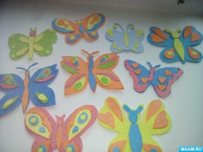 Аппликация бабочка из бумаги для детей, из ткани и фетра