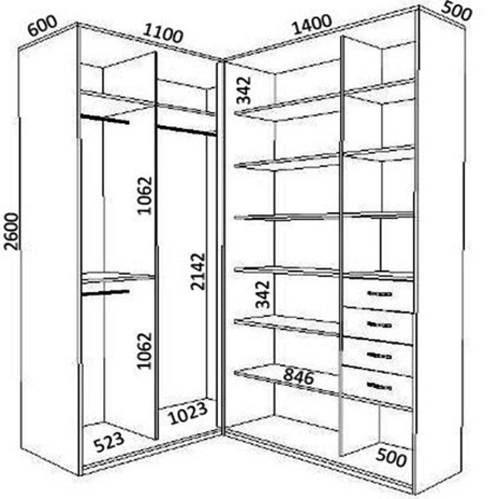 Угловой шкаф чертеж pro100