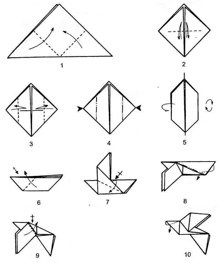 Основные правила складывания оригами Оригами голубь  как сложить фигурку голубя из бумаги Фото примеры, идеи, советы