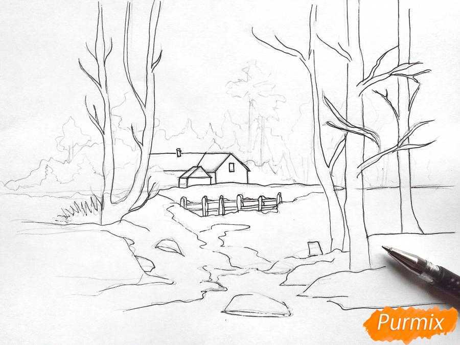 Весенний пейзаж поэтапно 4 класс. Эскизы природы. Природа карандашом. Рисунки для срисовки природа. Пейзаж карандашом.