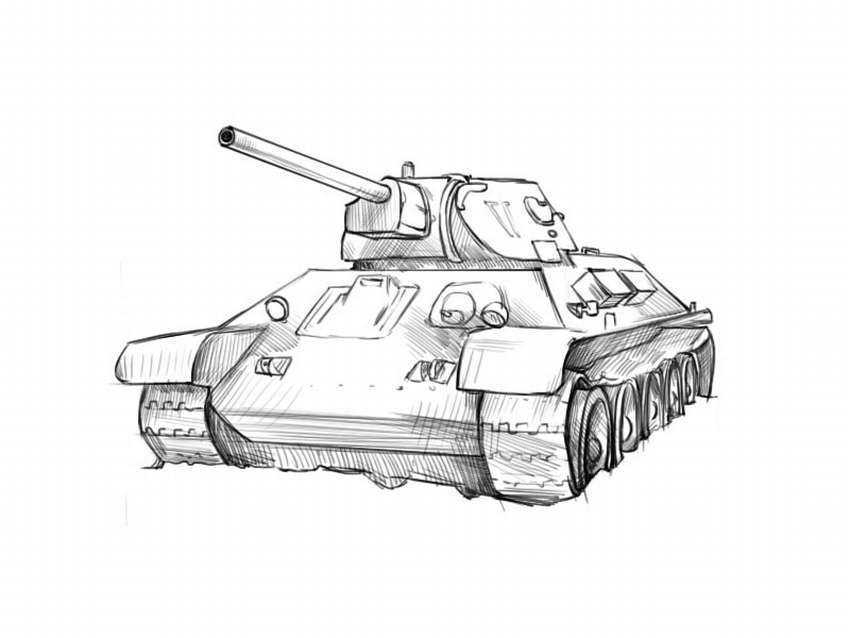 Рисунок т 34 карандашом для срисовки