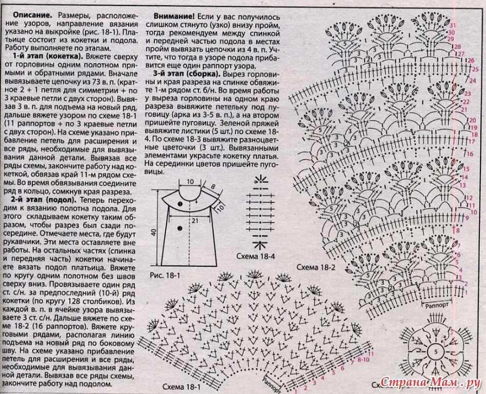 Схема вязания крючком детское платье