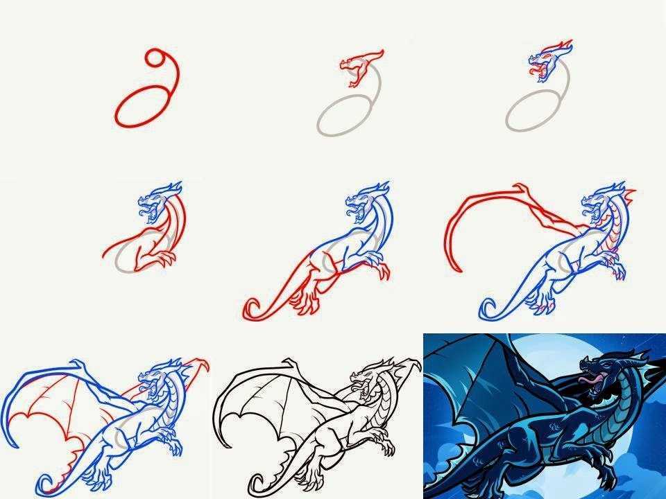 Как нарисовать дракона поэтапно карандашом: легкие мастер-классы для детей и начинающих