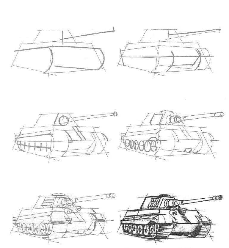 Как нарисовать военную машину тигр - 83 фото