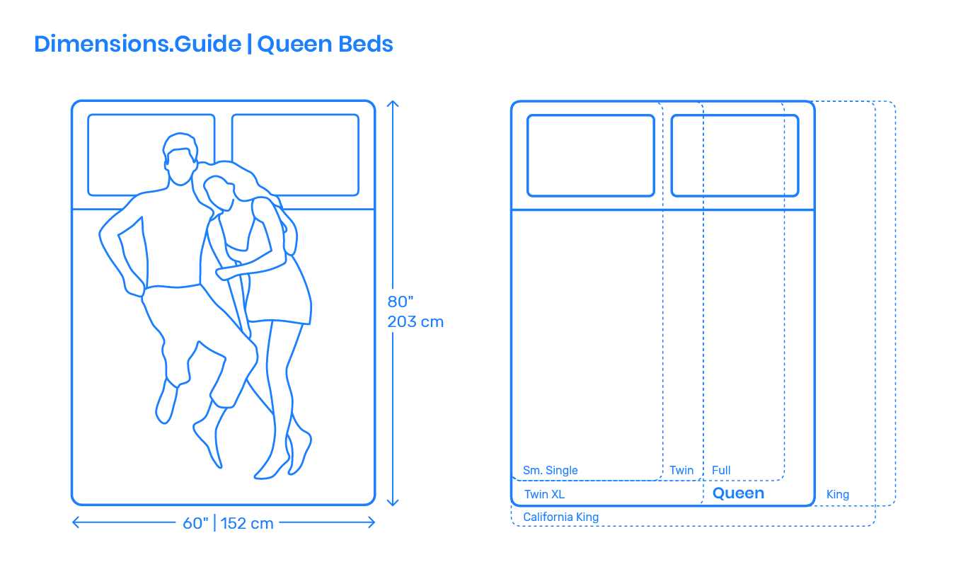 Queen Bed размер кровати inch cm