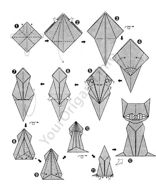 Кошка из бумаги (120 фото) - посмотрите инструкцию, как сделать оригами своими руками