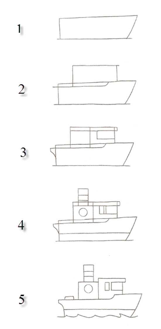 Как нарисовать корабль пошагово