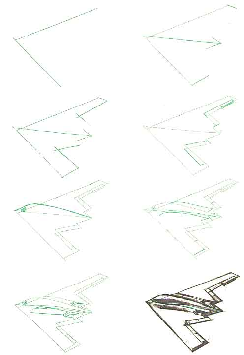 Как нарисовать истребитель карандашом поэтапно для детей