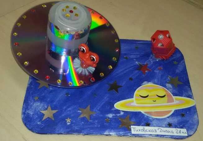 Летающая тарелка ко дню космонавтики. Поделка ко Дню космонавтики. Поделка ко Дню космонавтики в детский сад. Космические фантазии поделки.