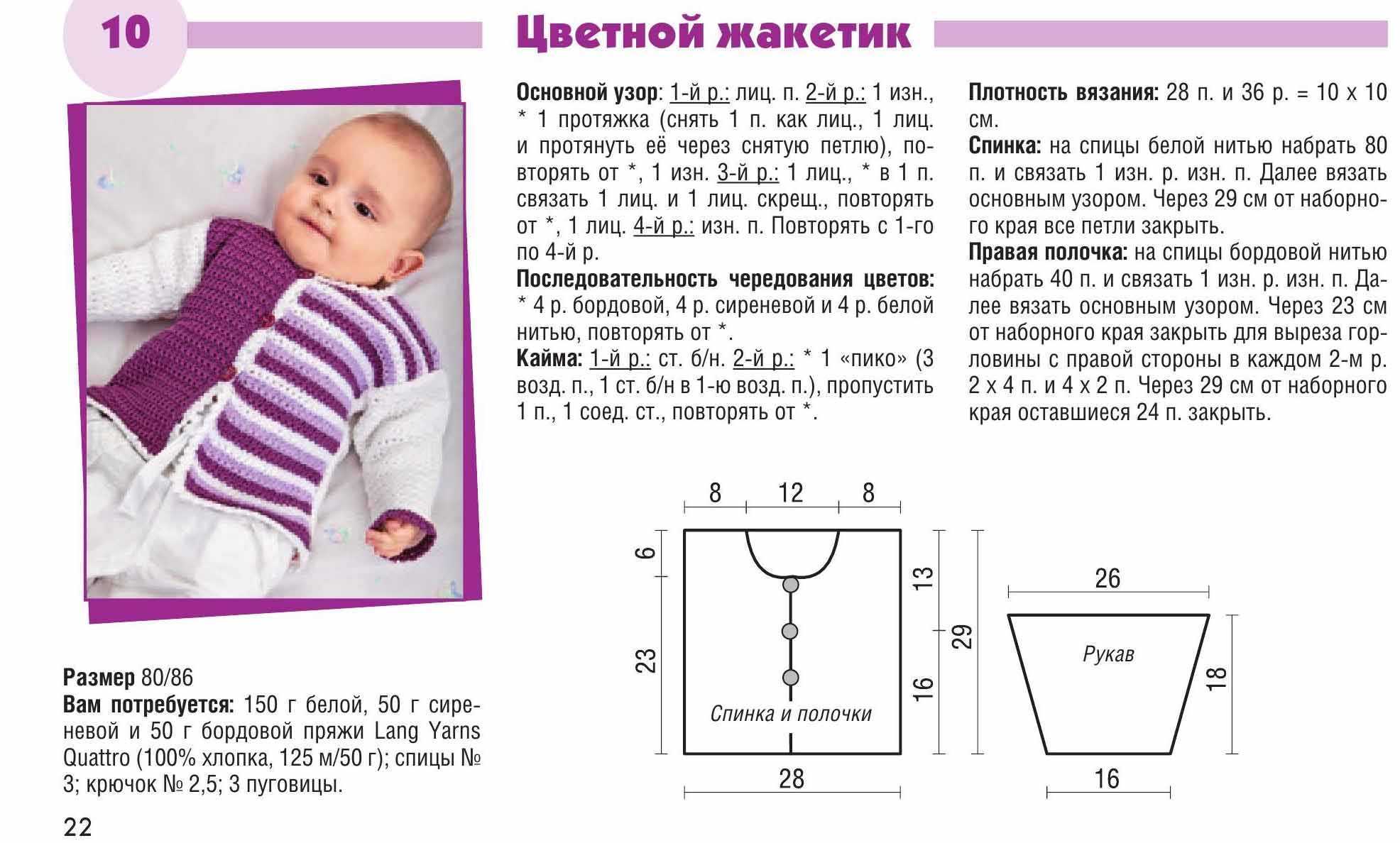 Кофта для девочки 1 год спицами с описанием схемами