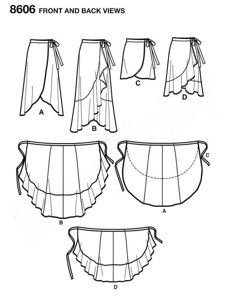 Выкройка юбки с запахом на завязках