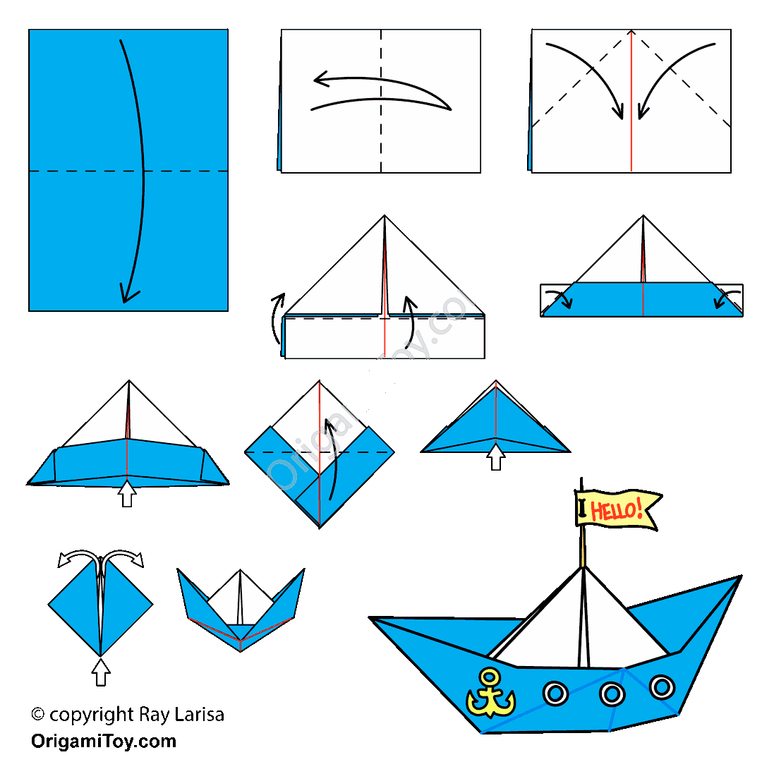 Как сделать бумажный кораблик своими руками: схемы простого судна, парохода и парусника