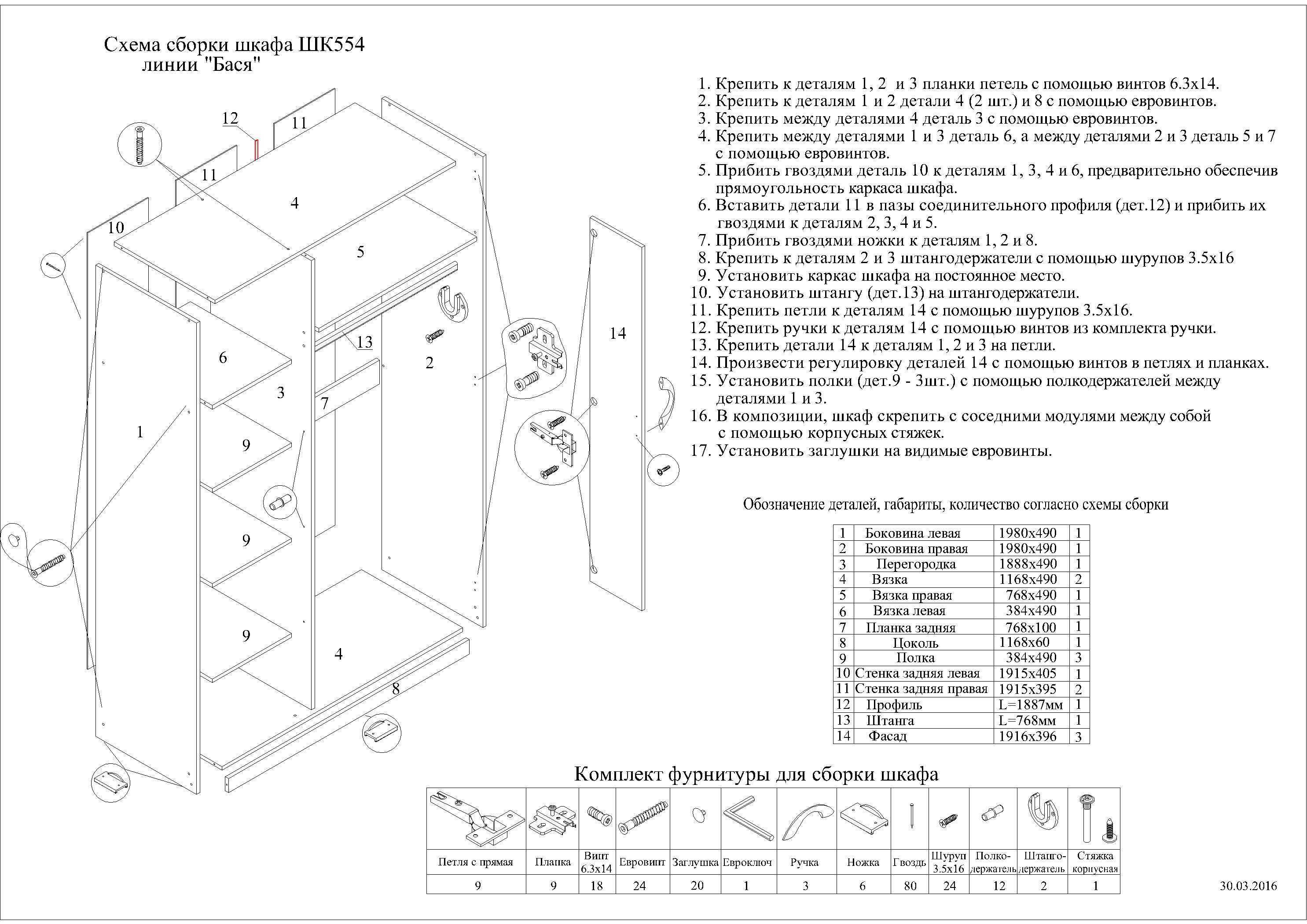 Инструкция по сборке шкафа купе своими руками - shkafkupeprosto.ru