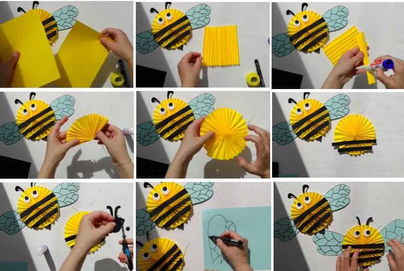 Поделки поэтапно 1 класс. Интересные поделки для детей. Поделка пчела. Поделки из бумаги своими руками. Несложные поделки из бумаги.