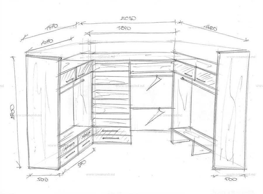 Как сделать угловой шкаф своими руками на примере готового проекта чертежа